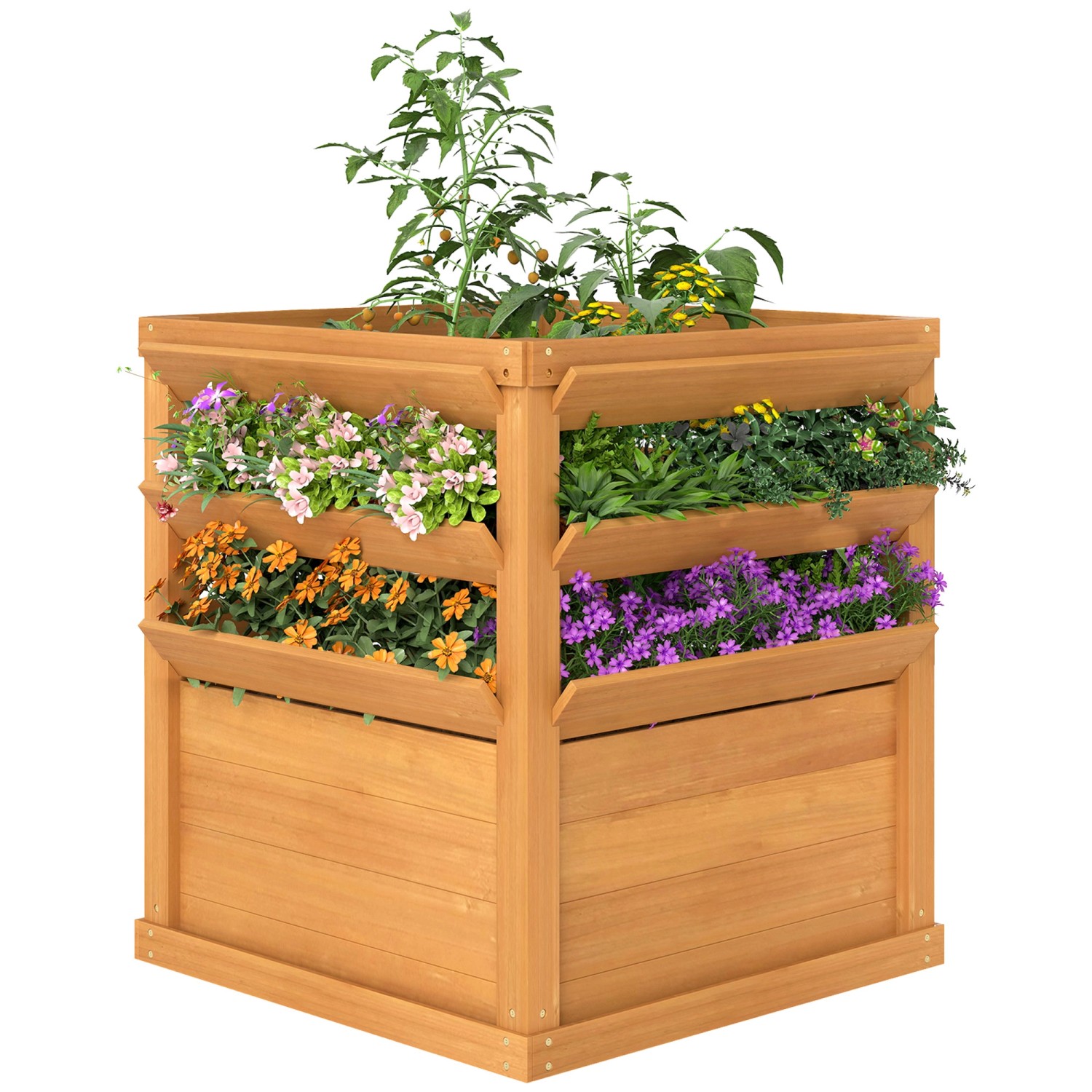 Outsunny Hochbeet mit Rankgitter Tannenholz 65L x 65B x 73H cm Verkohlt günstig online kaufen