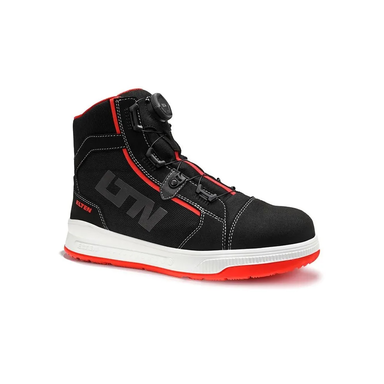 ELTEN Sicherheitsstiefel ISAAK XXST BOA BLACK RED Mid ESD S2 Größe 38