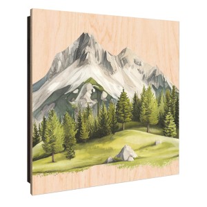 Banjado Schlüsselkasten mit Alpenlandschaft Motiv, 30x30cm, für 50 Schlüssel. Holz-Schlüsselaufbewahrung für die Wand.