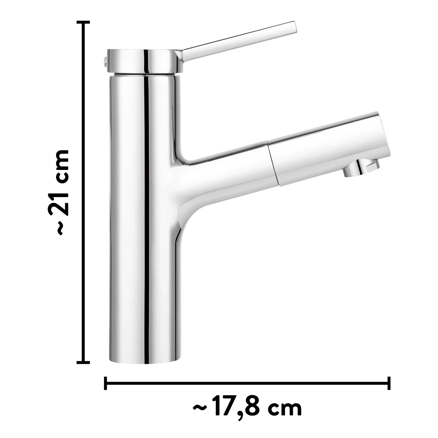 Verchromte baliv Waschtischarmatur WT-680 mit Handbrause, Einhebelmischer. Modernes Bad-Design.