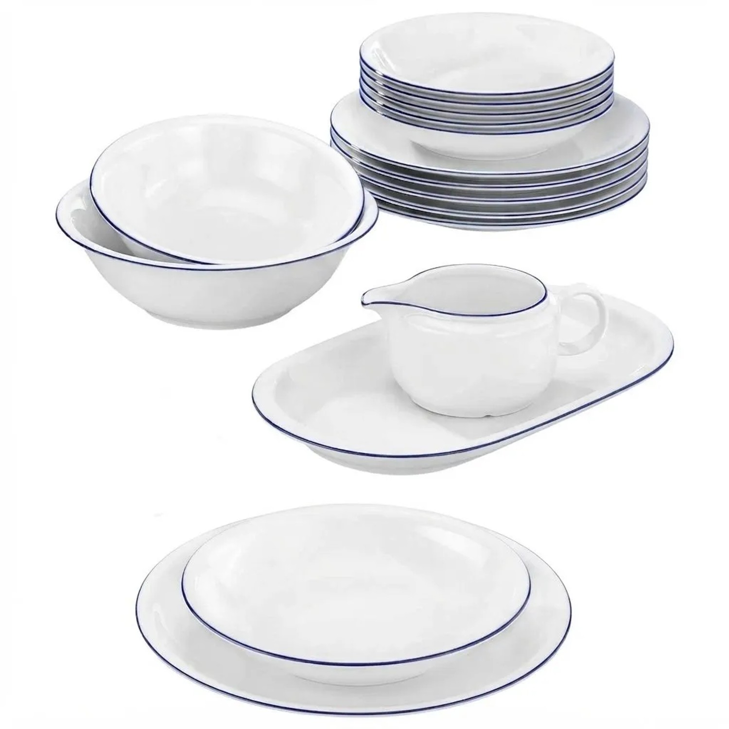 Seltmann Weiden Compact Blaurand Tafelservice 16-teilig