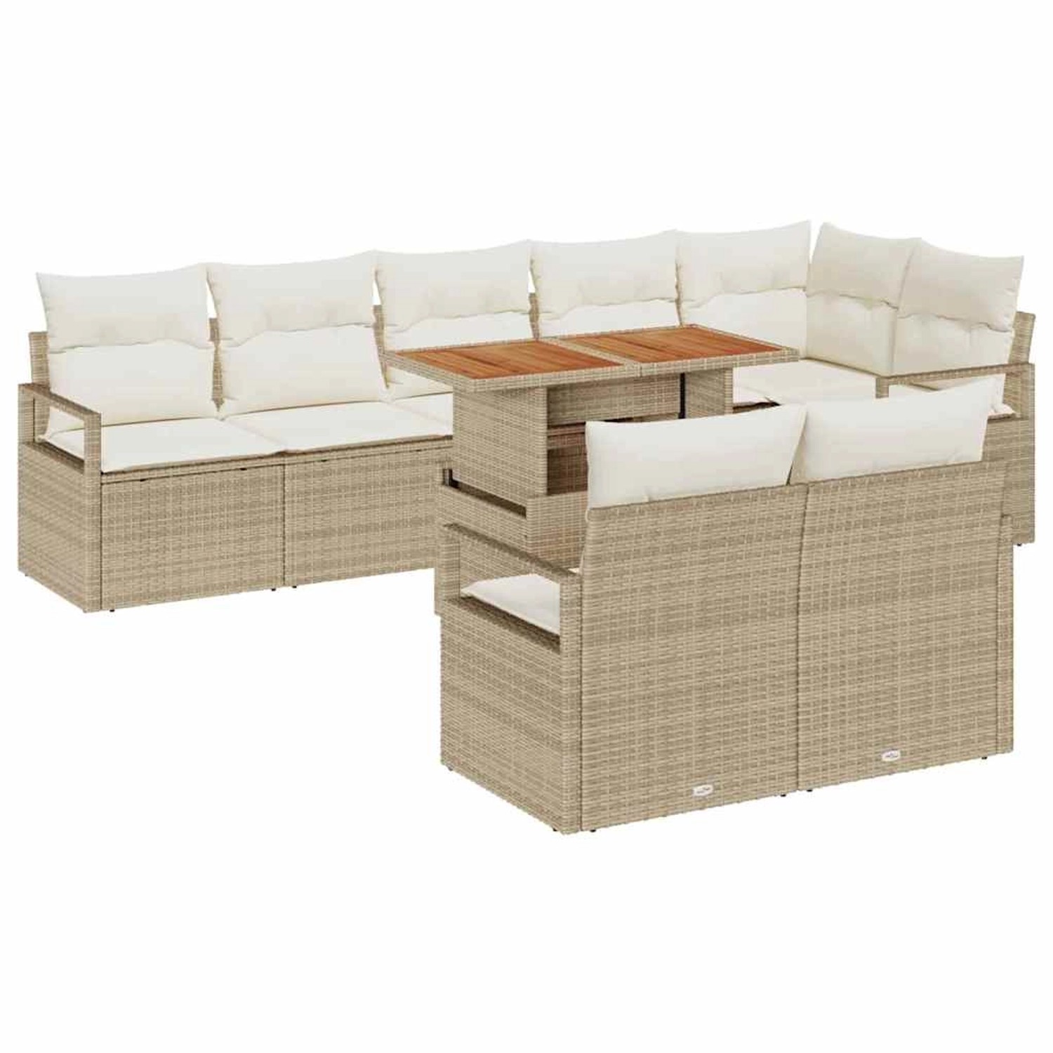 vidaXL Garten-Sofa-Set mit Speicher 9-Tlg Beige Poly Rattan 3358465 günstig online kaufen