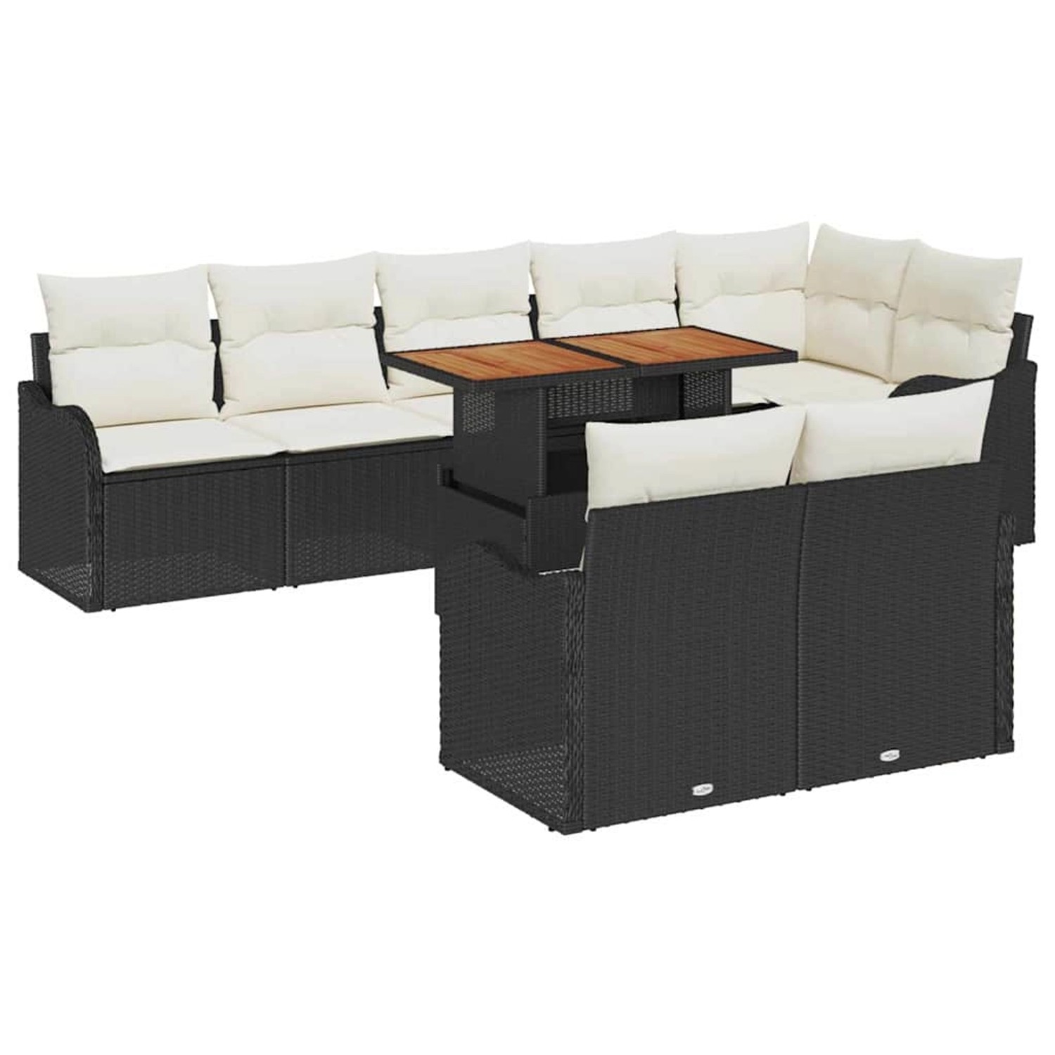 vidaXL Garten-Sofa-Set mit Speicher 9-Tlg Schwarz Poly Rattan 3358210 günstig online kaufen