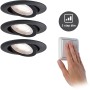 Einbauleuchten-Set, 3-Step-Dim, schwenkbar, LED, 3x4,8W, 3000K, 230V, Schwarz matt, mit Lichtschalter