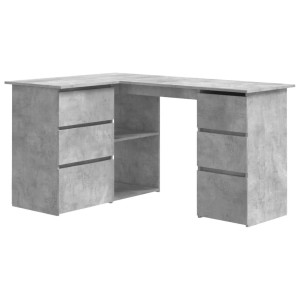 vidaXL Eckschreibtisch Betongrau 145x100x76 cm Holzwerkstoff 801093