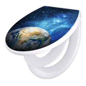 Banjado WC-Sitz Familie mit Erdkugel-Motiv und Absenkautomatik, universeller Klodeckel mit Kindersitz.