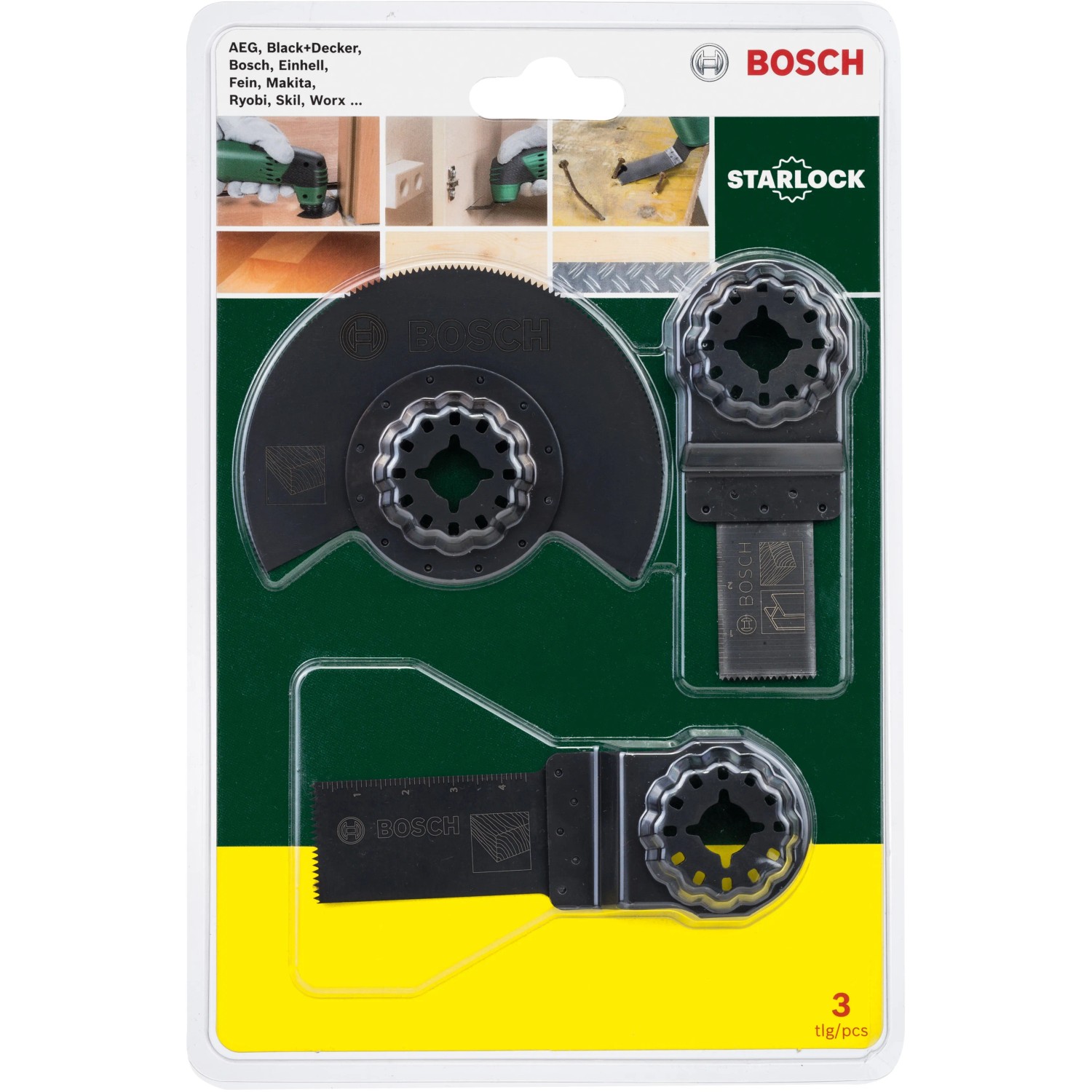 Bosch Holz-Set Promoline, 3-teilig für Multifunktionswerkzeug. Zubehör für Elektroschaber.