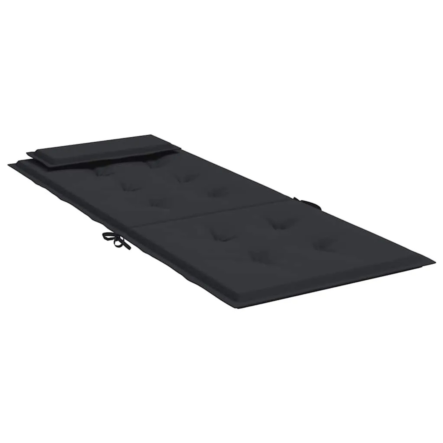Set aus 6 schwarzen Hochlehner-Auflagen aus Oxford-Gewebe mit Kopfpolster, geeignet für Gartenstühle.