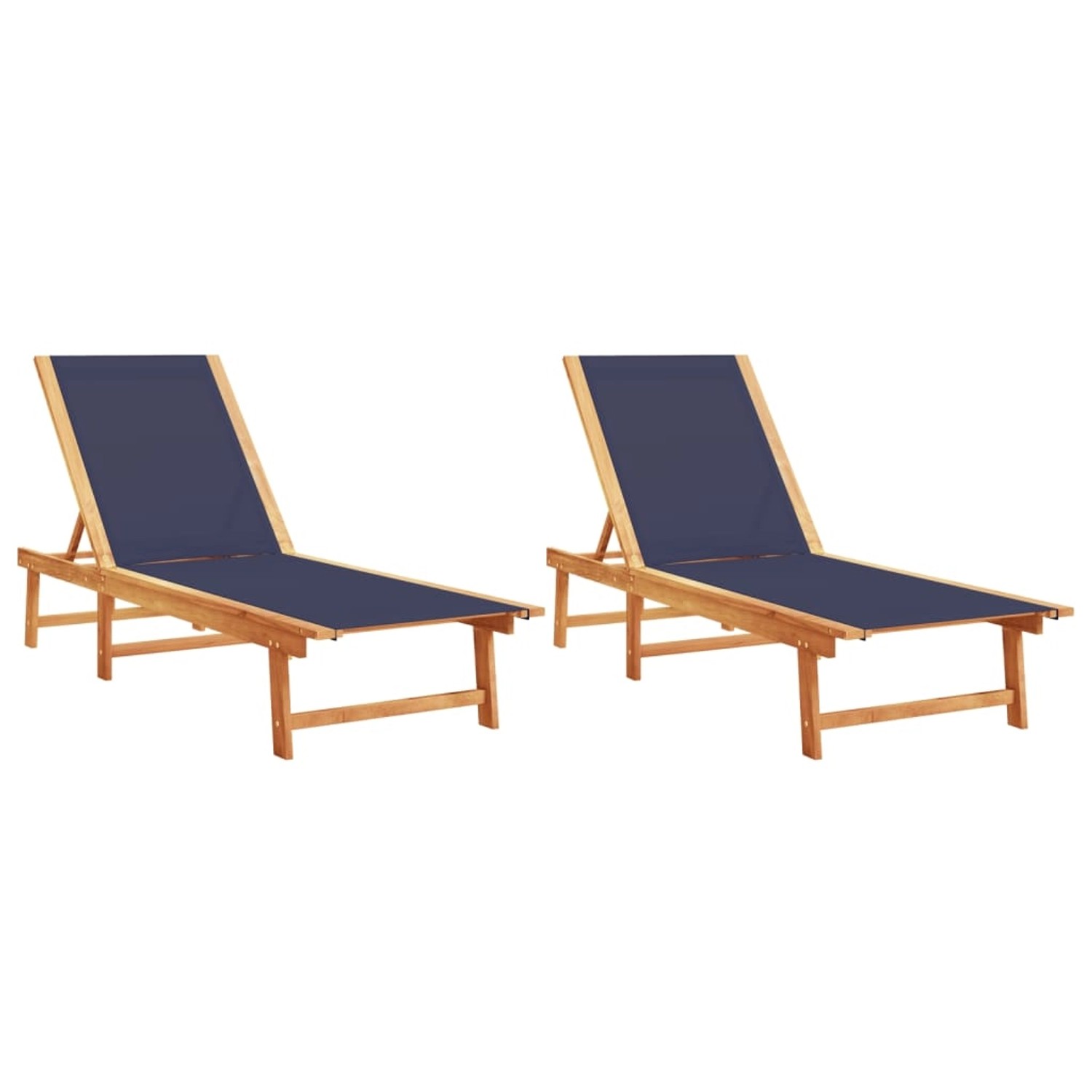 vidaXL Sonnenliegen 2 Stk Blau Massivholz Akazie und Textilene 3279250 günstig online kaufen