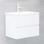 Weißes vidaXL Badmöbel-Set mit Waschbeckenunterschrank, Becken und Spiegel.