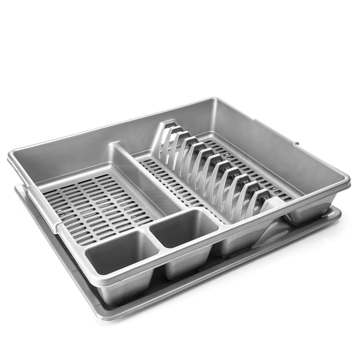 BigDean Abtropfgestell Geschirr Abtropfgitter Schale Grau 48 x 39 x 9 5 cm LxBxH