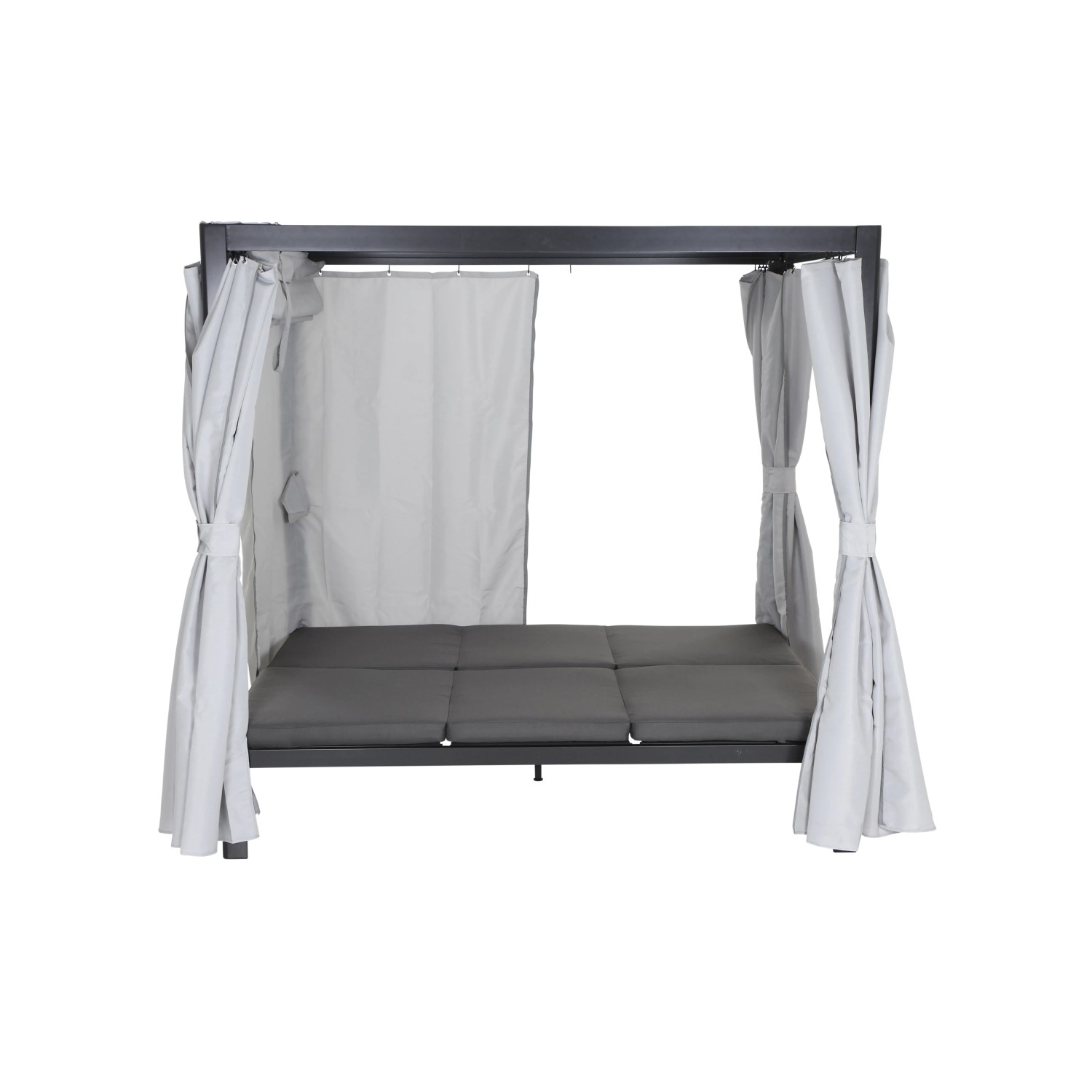 Siena Garden Loungebett Waikiki, anthrazitfarben mit Vorhängen, für entspannte Stunden im Garten.