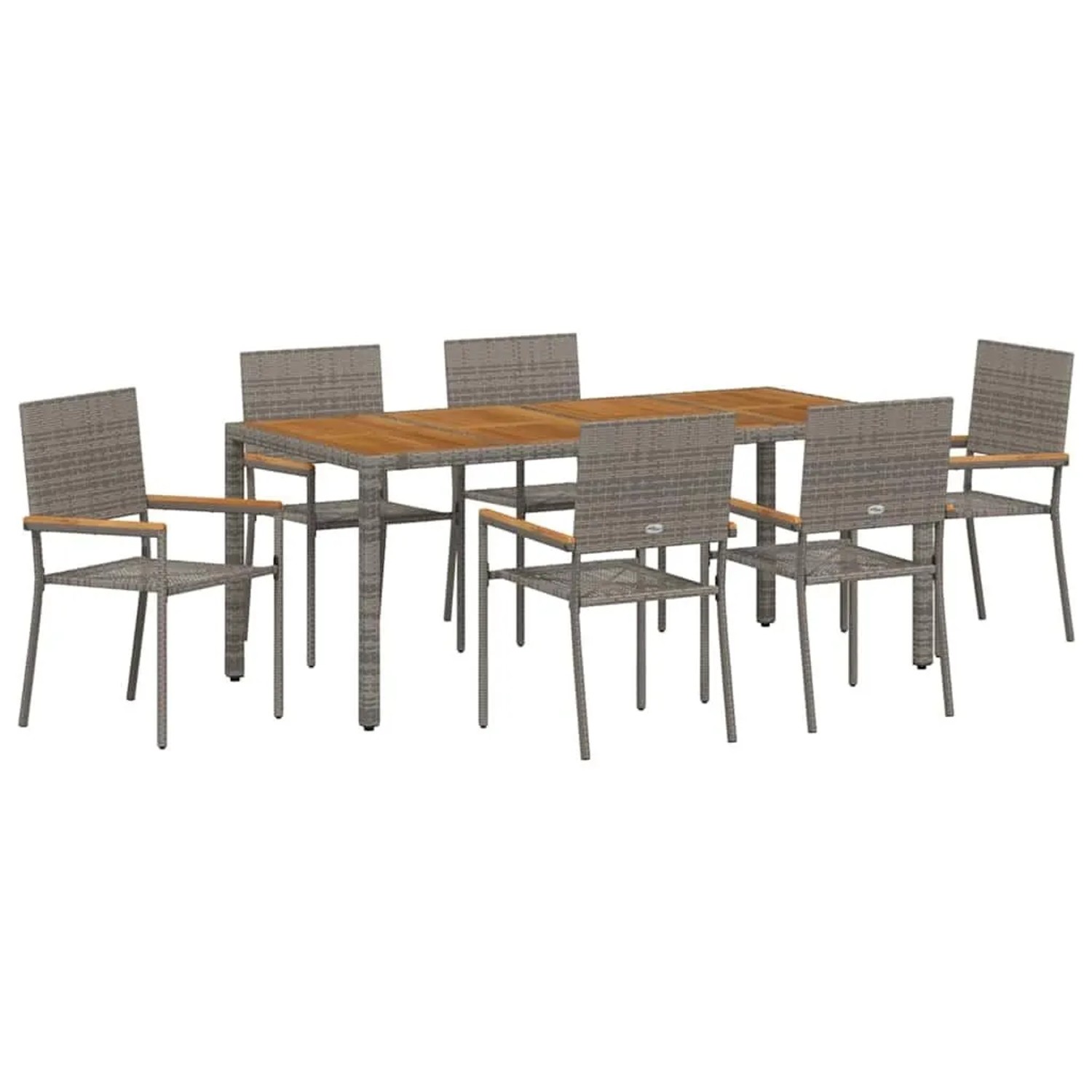 vidaXL Garten Essgruppe 7-Tlg Grau Poly-Rattan 3365411 günstig online kaufen