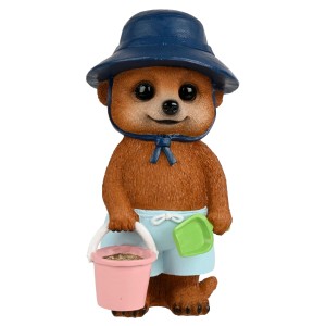 Dobar Dekofigur Erdmännchen mit Sandeimer und Hut 12 cm x 10 cm x 22 cm