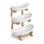 Relaxdays Obst Etagere Bambus Natur Weiß 3 Etagen 34 cm x 25 cm x 10 cm 0,8 kg