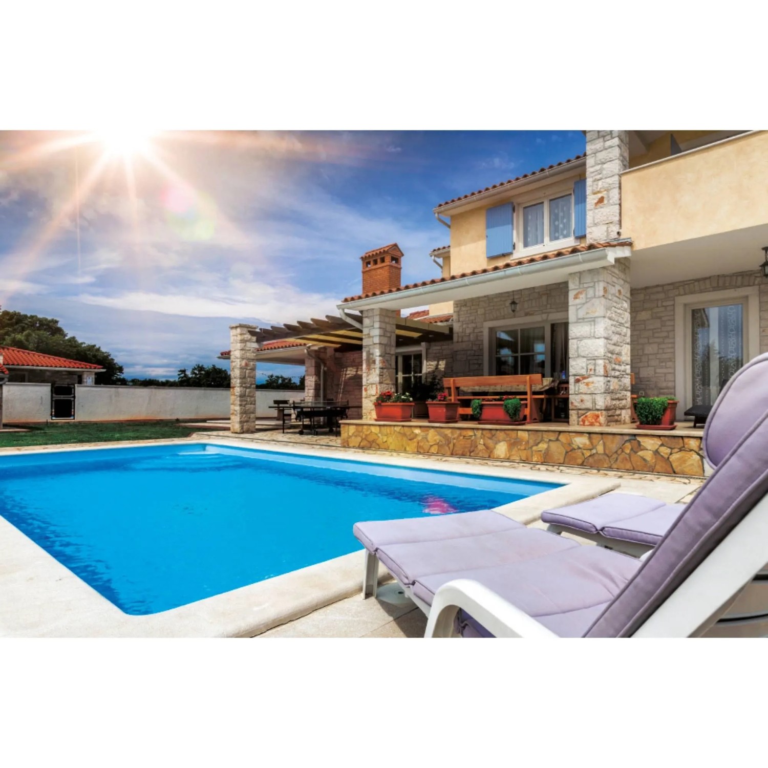KWAD Styropor Pool Set de Luxe mit Ecktreppe Rechts 7 x 3,5 x 1,5 m Sand