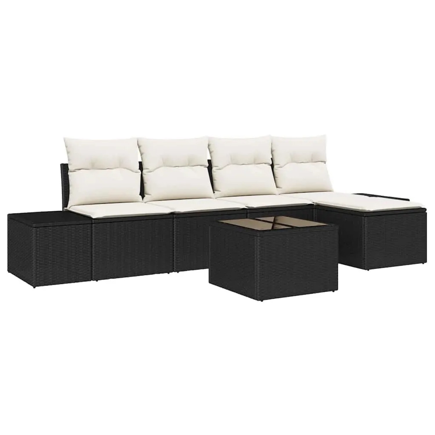 vidaXL Garten-Sofa-Set mit Kissen 5 Tlg Braun und Creme Poly-Rattan 3355696