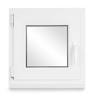 Weißes Kunststoff Kellerfenster, Dreh-Kipp, 50x50 cm, 3-fach Verglasung.