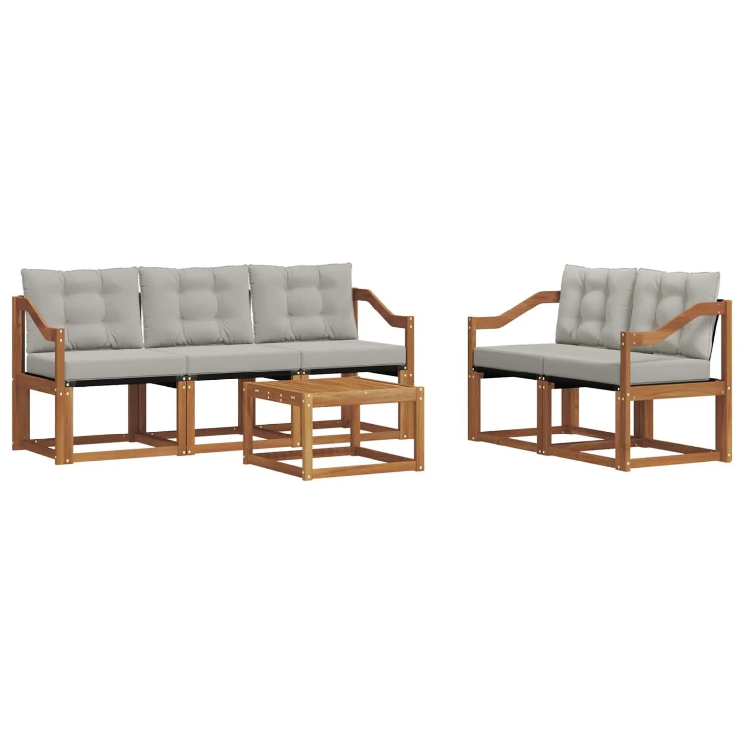 vidaXL Outdoor-Sofagarnitur mit Kissen 6-Tlg Natur und Hellgrau 3368410