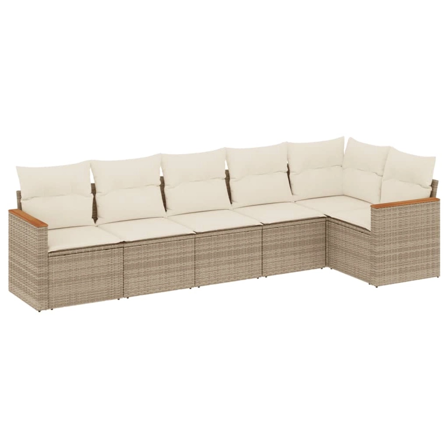 vidaXL 6-Tlg Garten-Sofagarnitur mit Kissen Beige Poly Rattan 3225988 günstig online kaufen