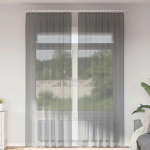 vidaXL Voile Vorhänge mit Stangentaschen 2 Stk Dunkelgrau 4102185