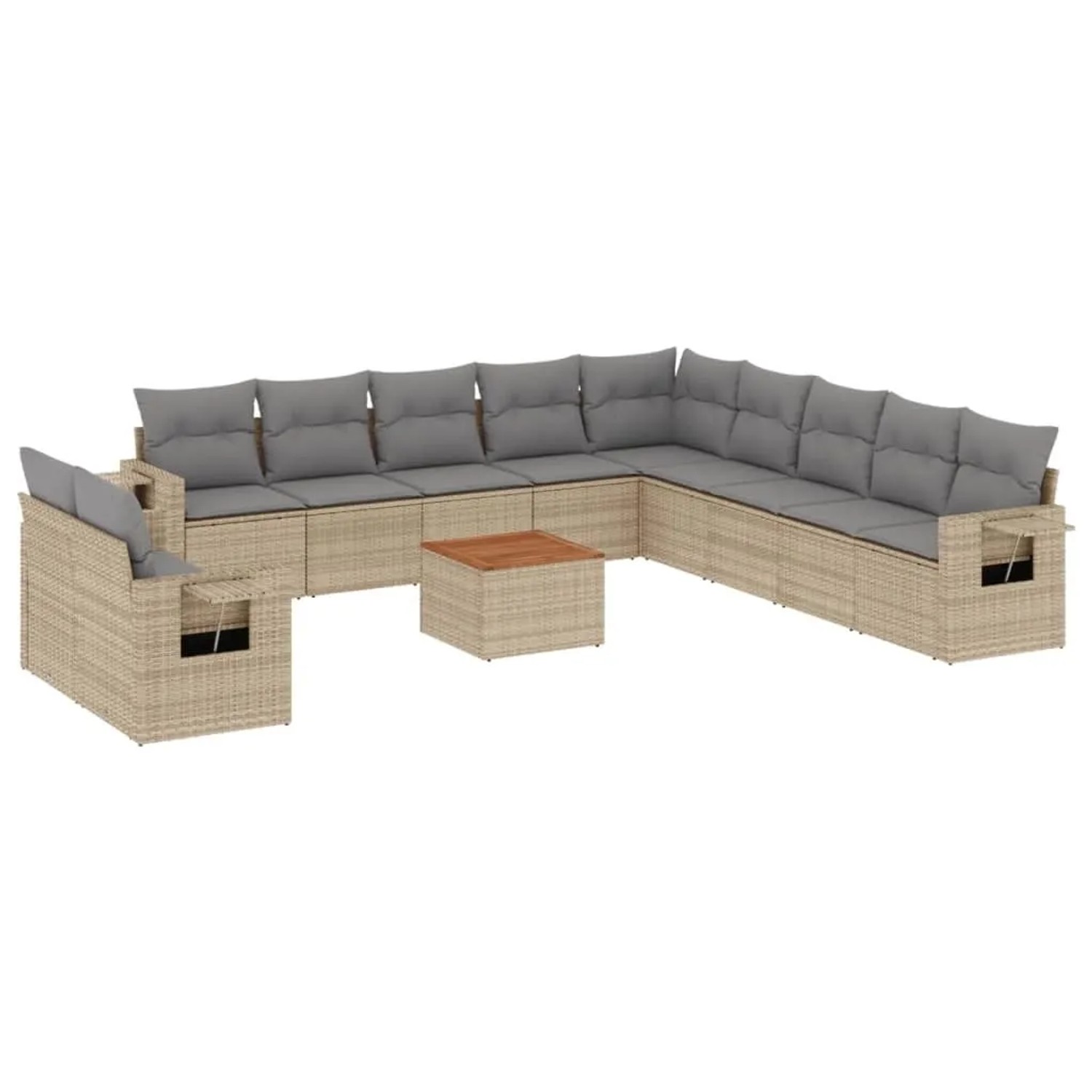vidaXL 12-Tlg Garten-Sofagarnitur mit Kissen Beige Poly Rattan 3224645 günstig online kaufen