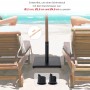 Outsunny Schirmständer aus Metall, schwarz, mit Adaptern für verschiedene Schirmstockdurchmesser.