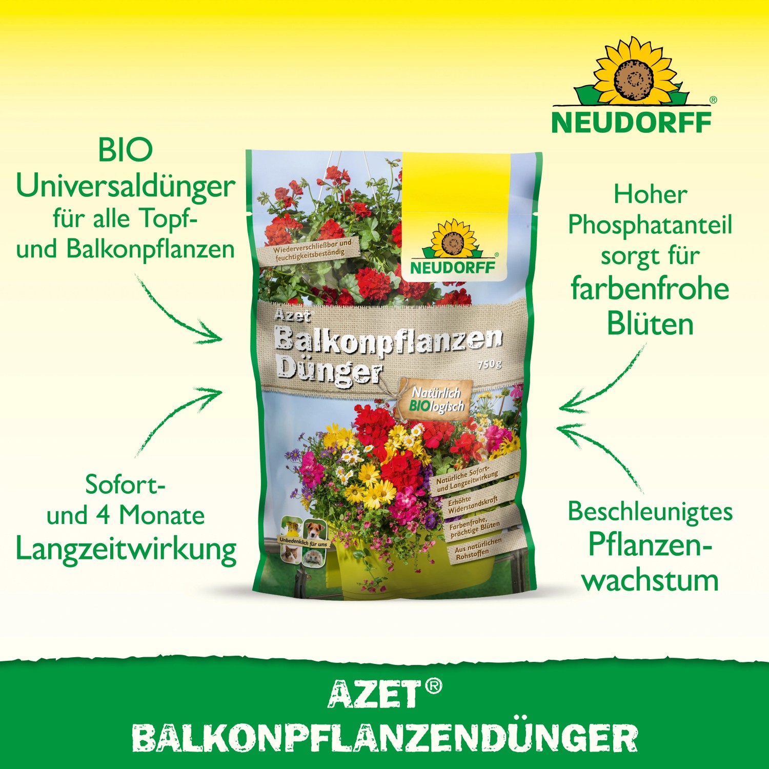 Neudorff Azet Balkonpflanzen-Dünger 750g für üppige Blüten.