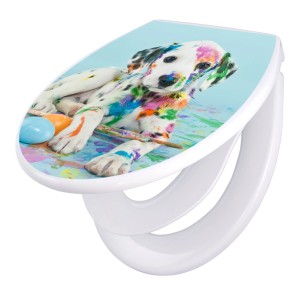 Banjado Familien WC-Sitz mit Dalmatiner-Motiv. Klodeckel mit integriertem Kindersitz und Absenkautomatik.