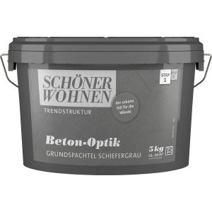 Schöner Wohnen Beton-Optik Grundspachtel Schiefergrau, 5 kg Eimer für Effektfarben.