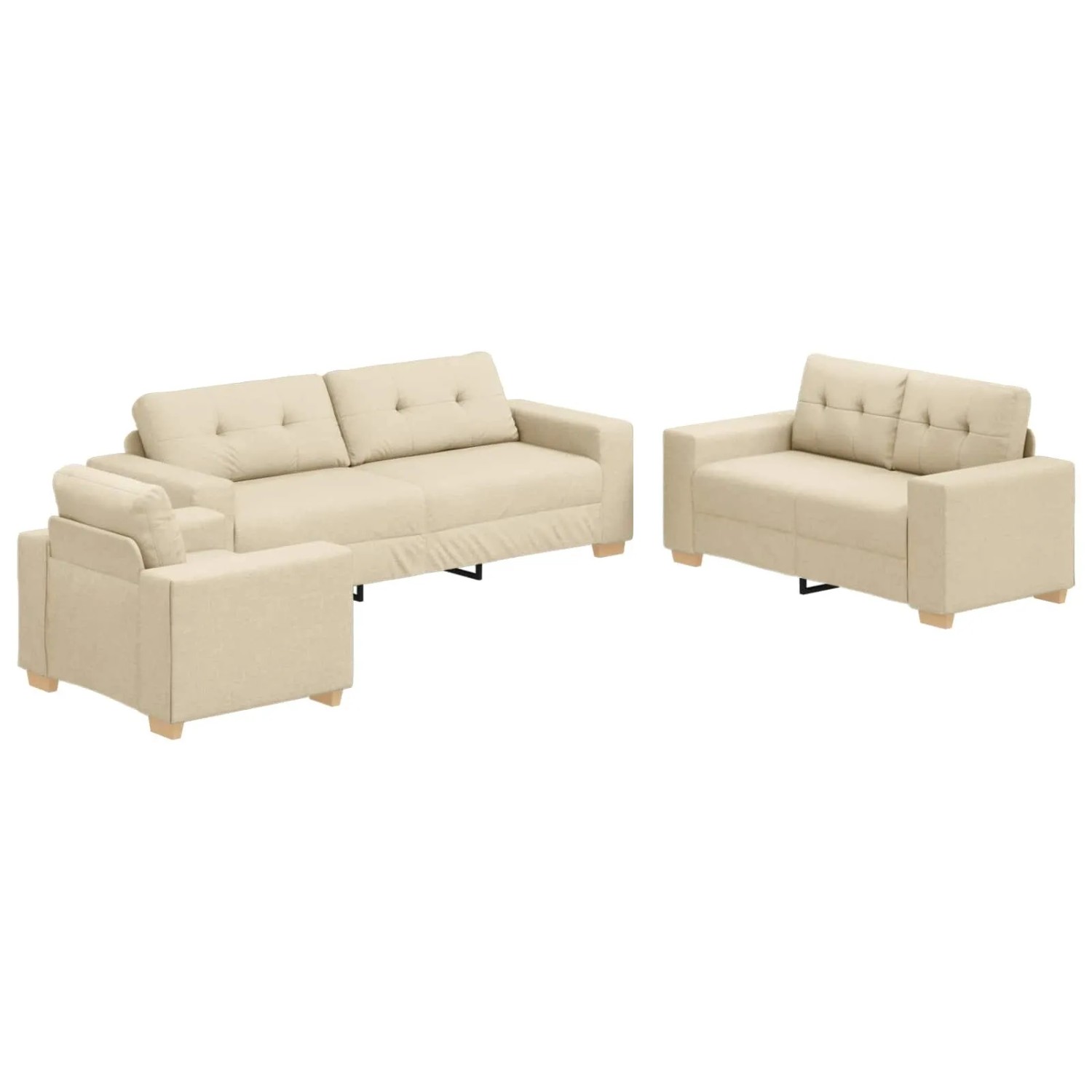 vidaXL Sofa 3 Stk Creme 221 x 80 x 80 cm Leinenmischgewebe 3324635