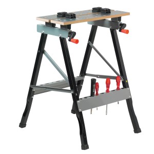 Werk- und Spanntisch mit Spannbacken und Werkzeugablage. Belastbar bis 100 kg.