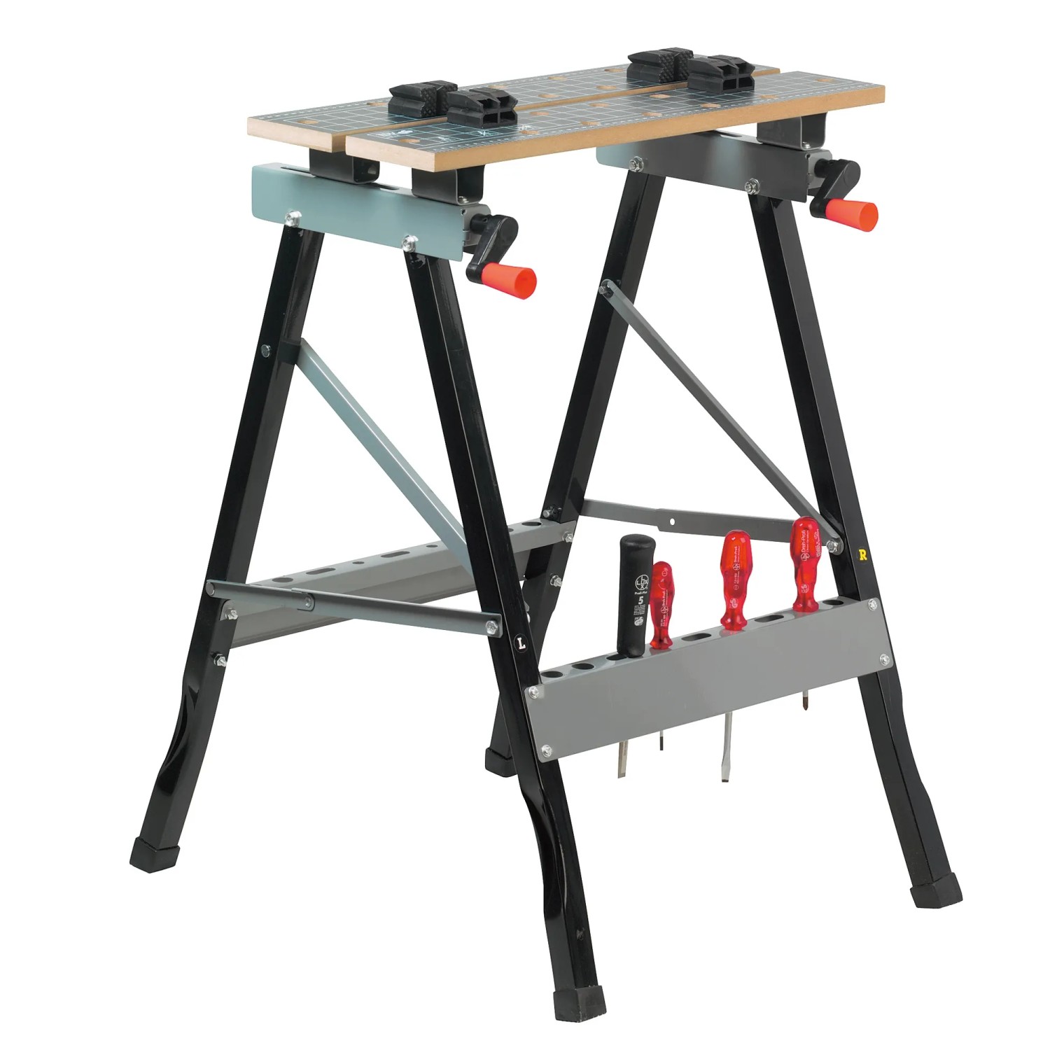 Werk- und Spanntisch mit Spannbacken und Werkzeugablage. Belastbar bis 100 kg.