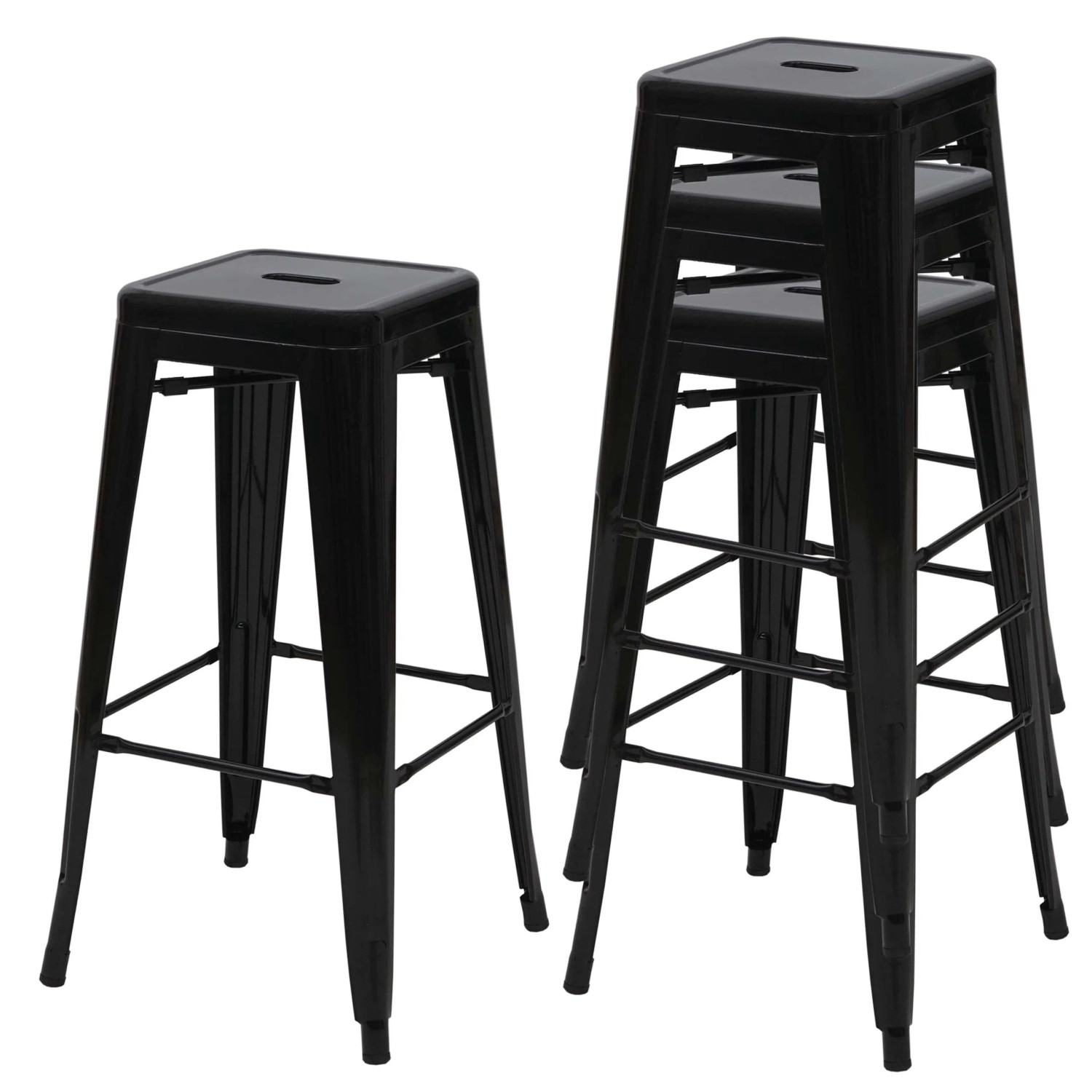 MCW Barhocker A73 Metall 4er-Set Schwarz