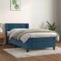 Dunkelblaues vidaXL Boxspringbett (90x190 cm) mit Matratze und Kopfteil aus Samt.