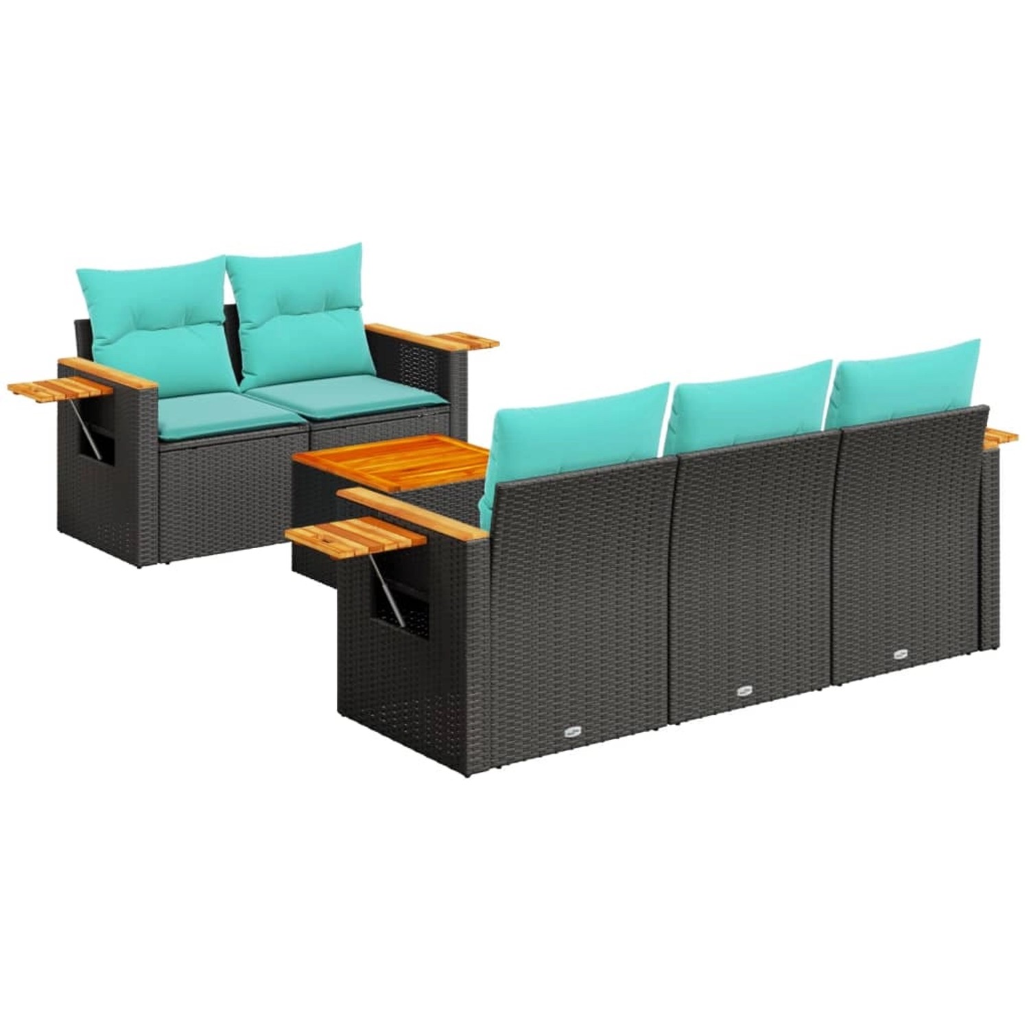 vidaXL 6-Tlg Garten-Sofagarnitur mit Kissen Schwarz Poly Rattan 3226624 günstig online kaufen