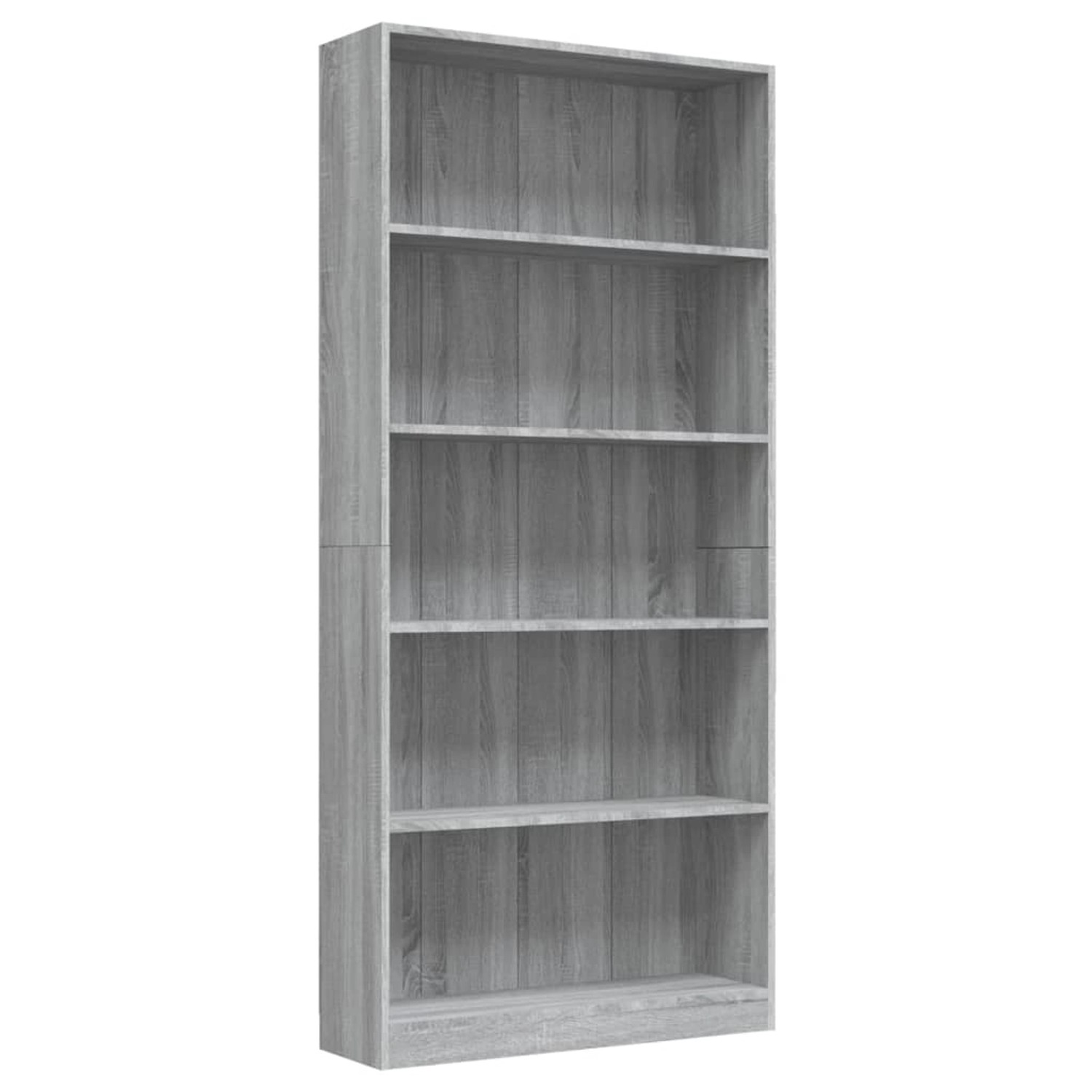 vidaXL Bücherregal Bücherregal 5 Fächer Grau Sonoma Eiche 80x24x175 Spanpla günstig online kaufen