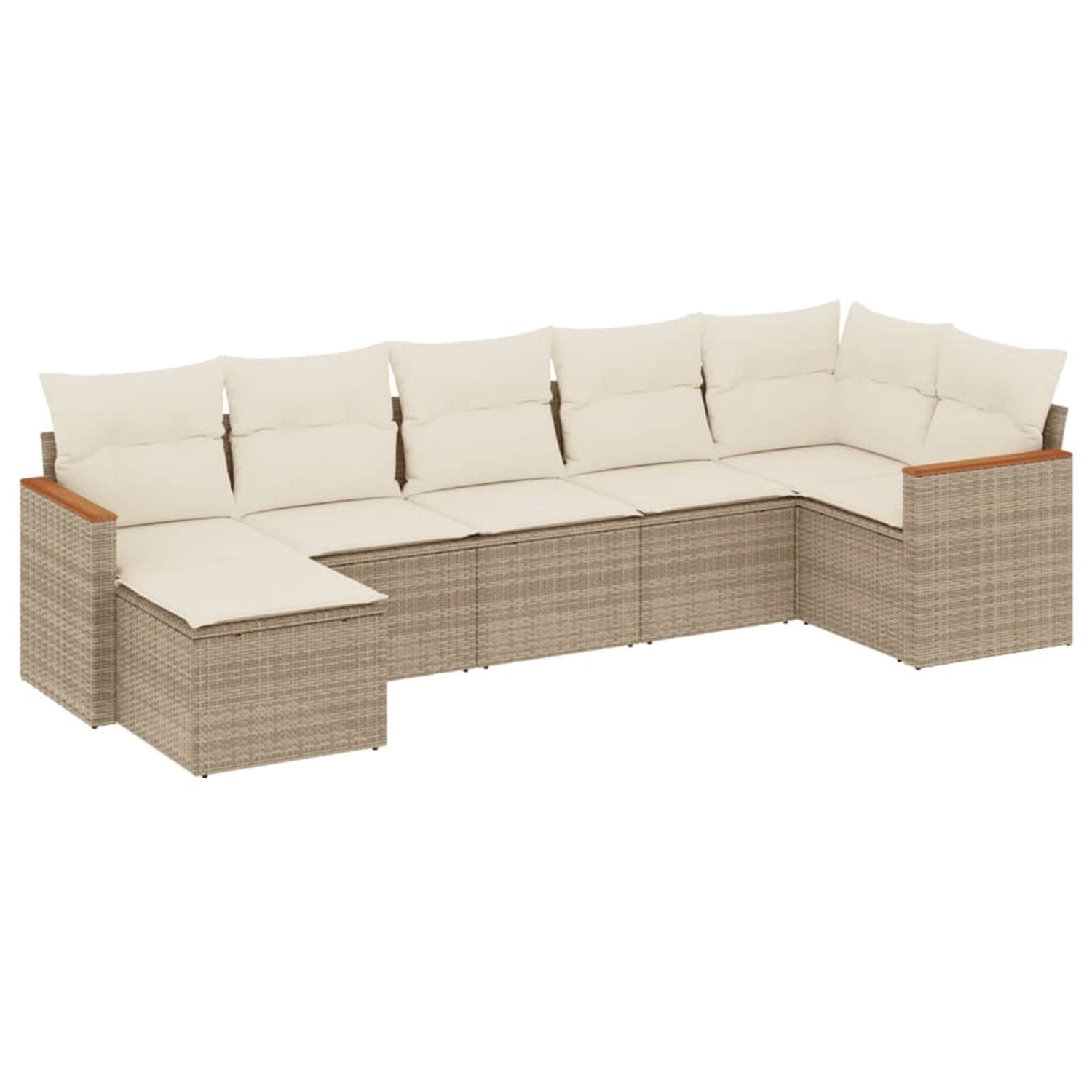vidaXL 7-Tlg Garten-Sofagarnitur mit Kissen Beige Poly Rattan 3226191 günstig online kaufen