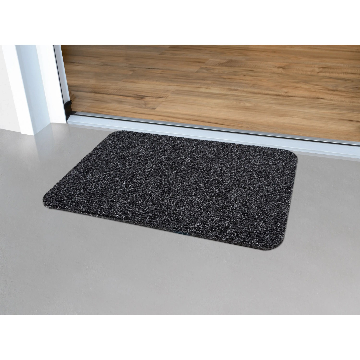 Anthrazitfarbene OBI Ripsmatte Mega, 40x60 cm, für den Innenbereich. Fußmatte aus Polypropylen.