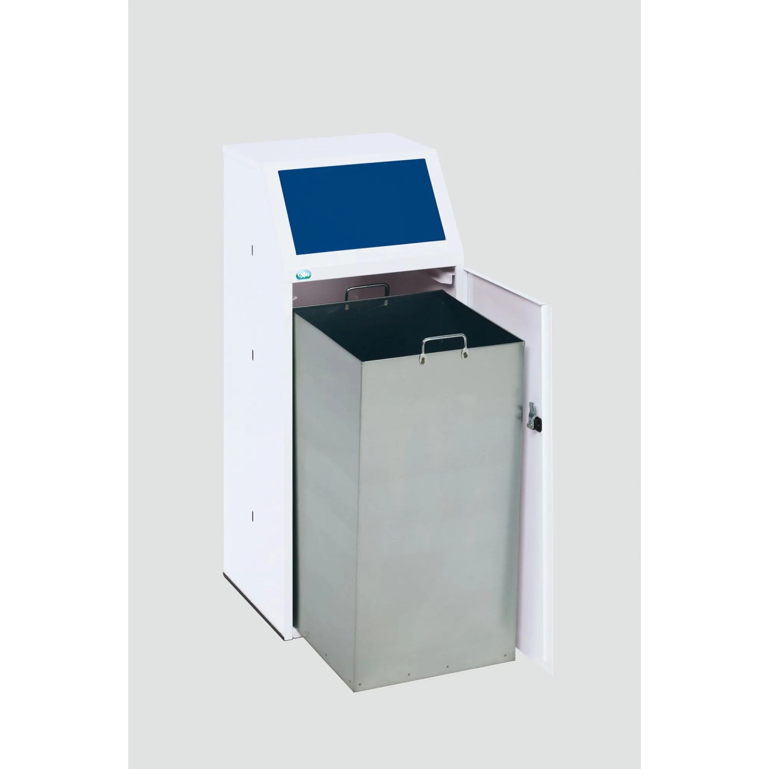 PROREGAL Robuster Wertstoffsammler Mit Fronttür Inneneinsatz 90 Liter HxBxT 105 x 40 x 40,5 cm Verzinkter Stahl Blau