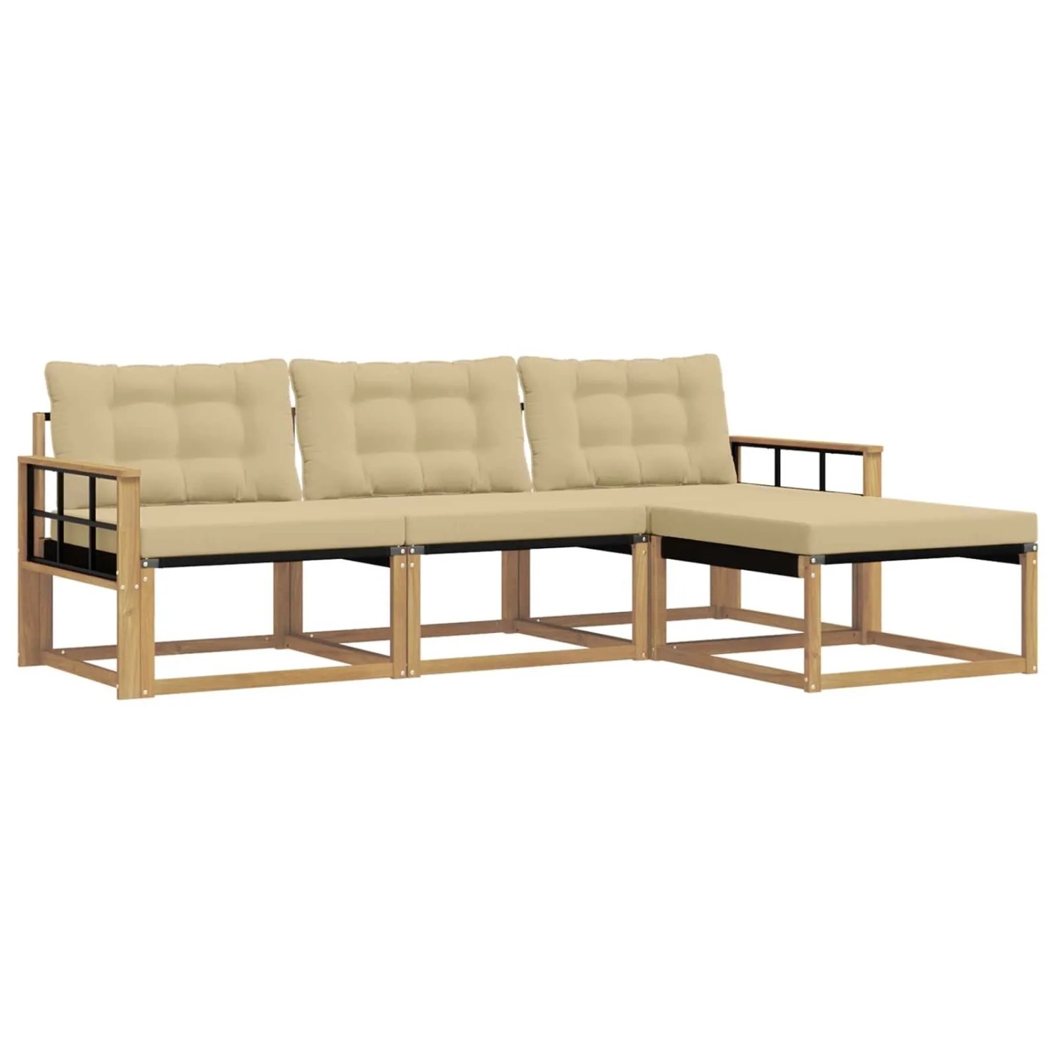 vidaXL Outdoor-Sofagarnitur mit Kissen 4 Stk Weiß und Beige 3388571