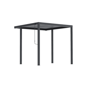 Anthrazitfarbene BBQ Pergola mit verstellbarem Lamellendach und stabilen Stahlpfosten für Garten & Terrasse.