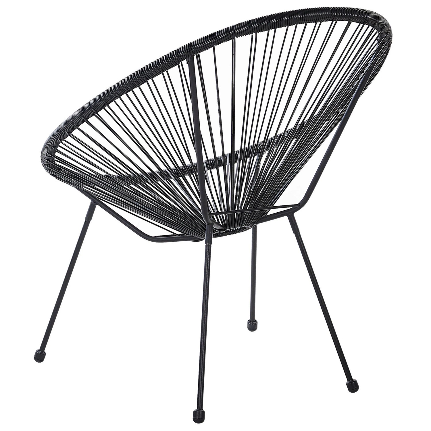 Schwarzer Beliani Cocktailsessel (90x70x87 cm) mit Spaghetti-Design für Garten oder Terrasse.