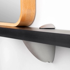 Emuca Satz Pelicano Regalträger-Set aus Holz oder Glas Kunststoff und Zamak Grau Metallic Stützen für