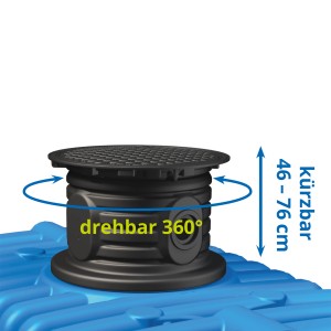 4rain Flachtank Flat XL-Paket: Domschacht mit drehbarer, kürzbarer Tankabdeckung (46-76cm).