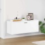 Weißer vidaXL Wand-Schuhschrank (100x35x38 cm) aus Holzwerkstoff. Schuhkommode mit Klapptür und Ablagefläche.
