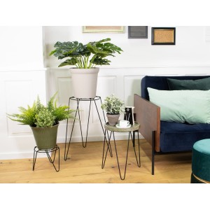 Wagner Pflanzenständer GH 0560, schwarz matt, 60 cm, mit Pflanzen in Wohnraum.