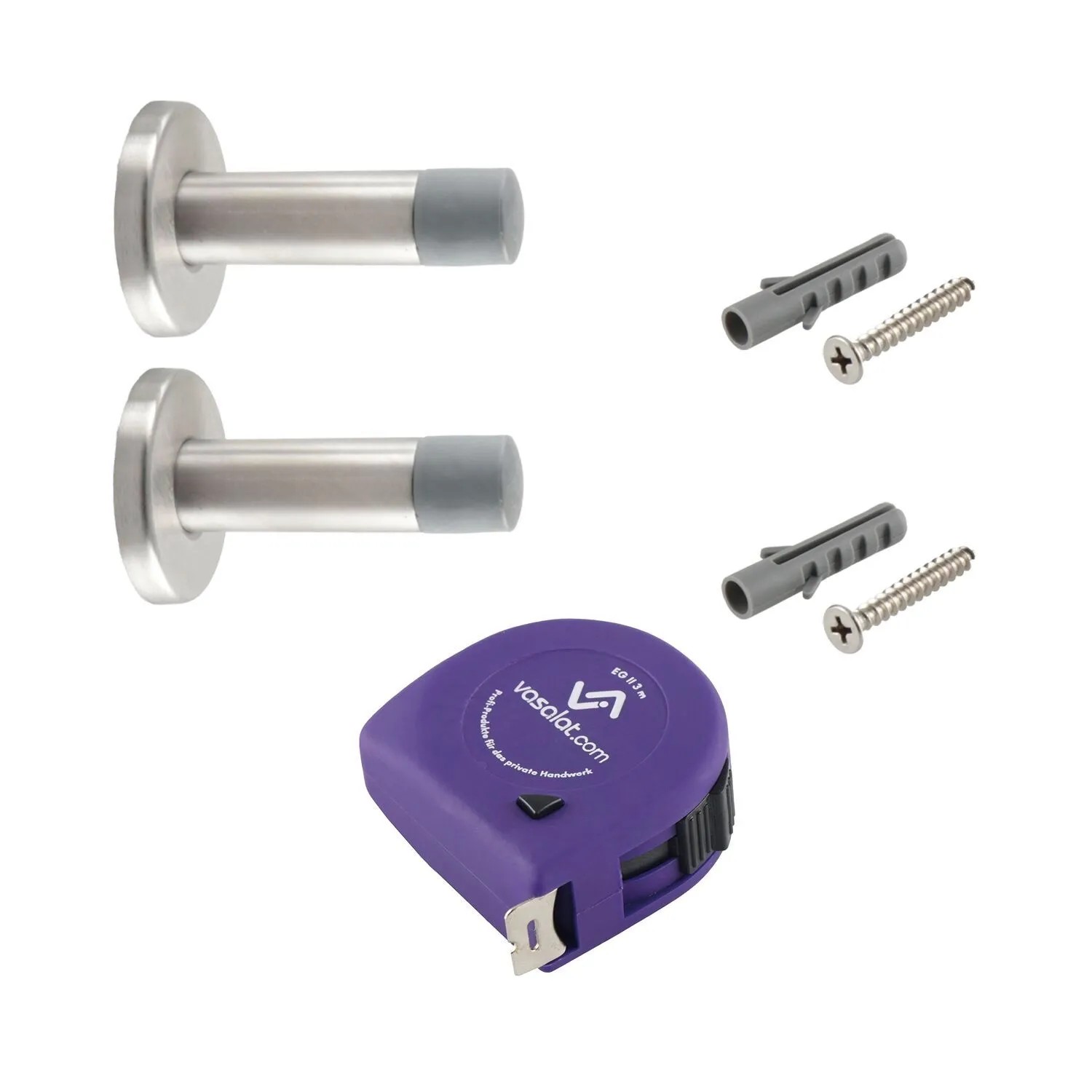 vasalat Set Türstopper Wand mit Dämpfer Ø 20 mm L 80 mm Edelstahl