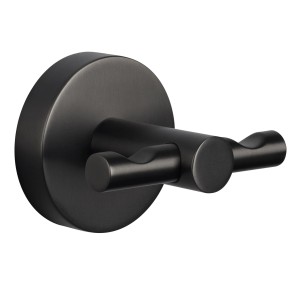 Tesa Moon Bademantelhaken, Graphit, aus Metall, zur Wandmontage ohne Bohren.