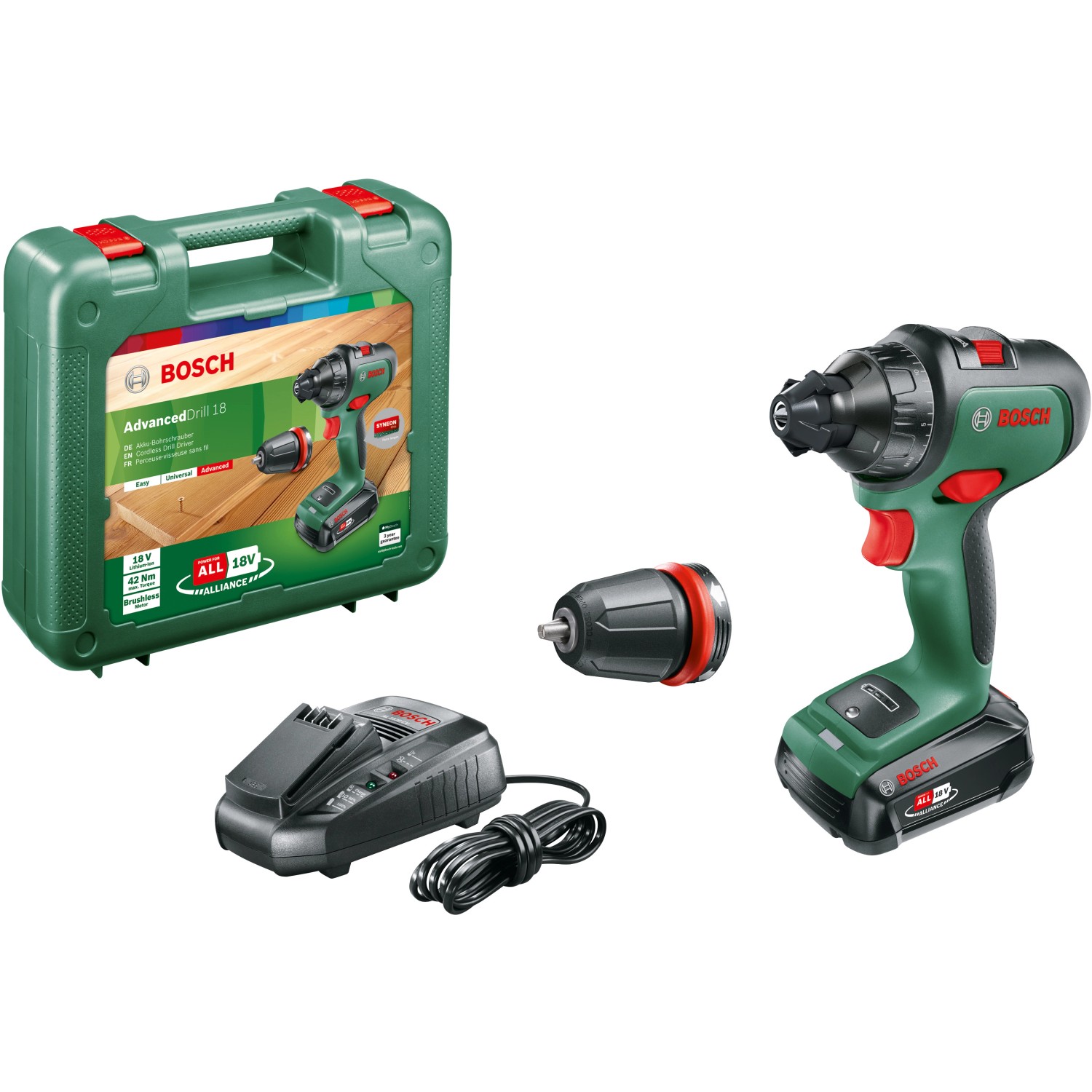 Bosch 18 V Akku-Bohrschrauber AdvancedDrill 18 inkl. 2,5 Ah Akku mit Koffer